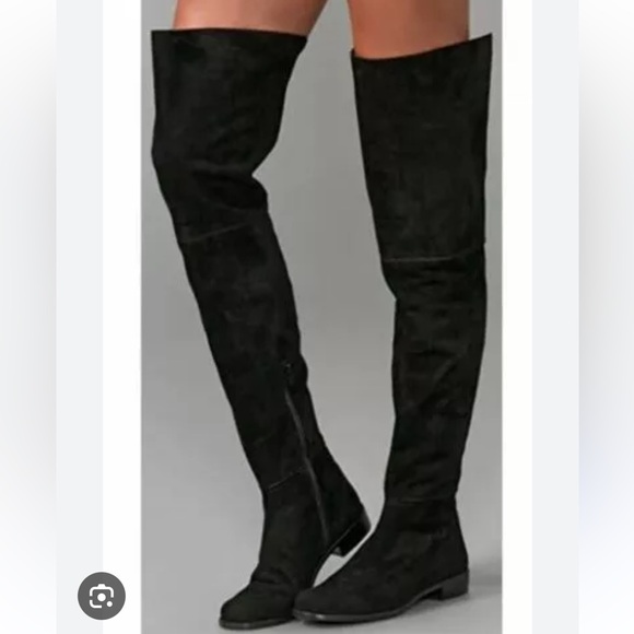 Gently used black suede Stuart Weitzman Hilo thigh high boots - Picture 2 of 11